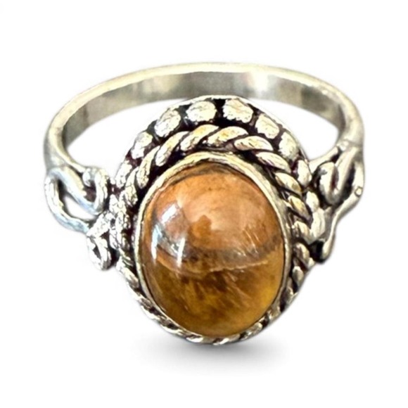 Jewelry - Handcrafted silver plated tigers eye ring size ‎ 8
